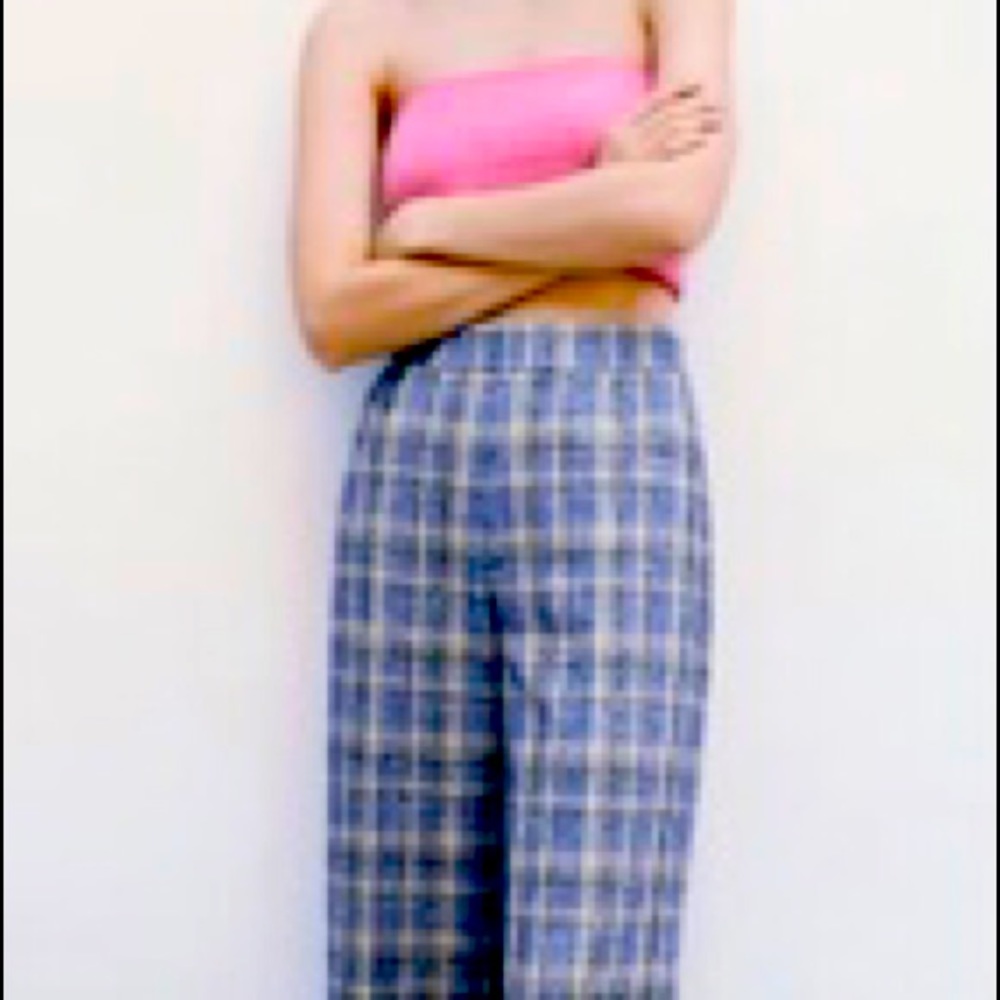Blue plaid cropped Zara pants